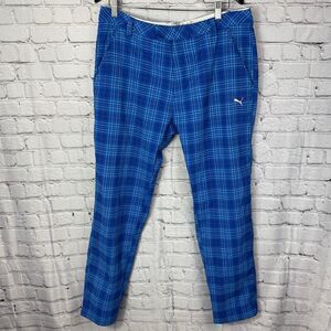 PUMA Dry Cell Blue & Black Plaid Tech Performance Golf Pants Size 36 x 32